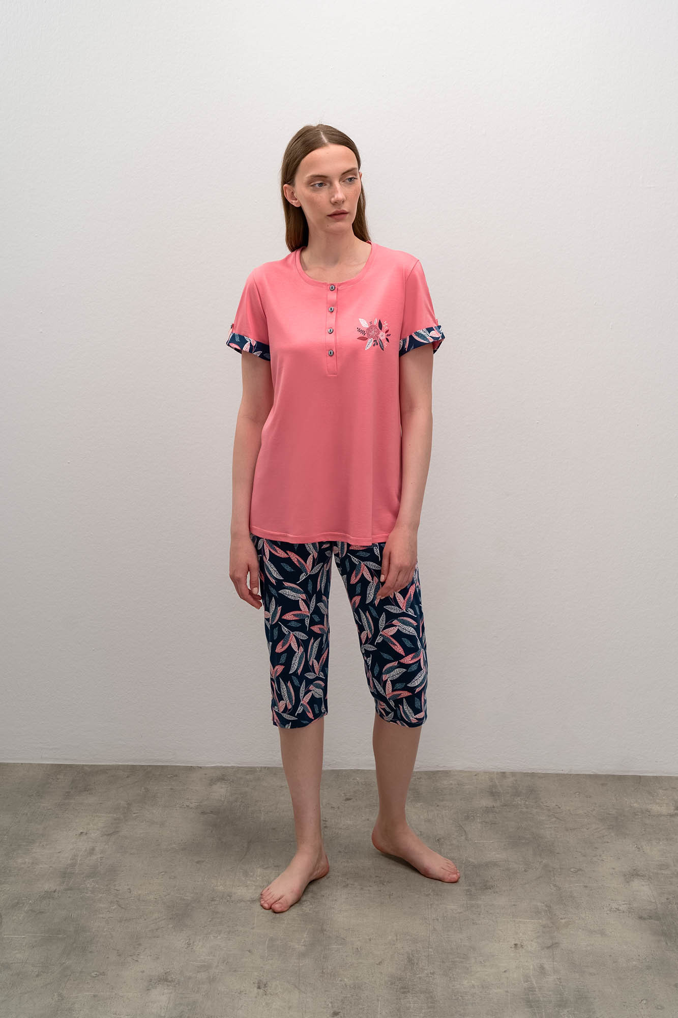 Dámské pyžamo model 17188741 S růžová a modrá - Vamp