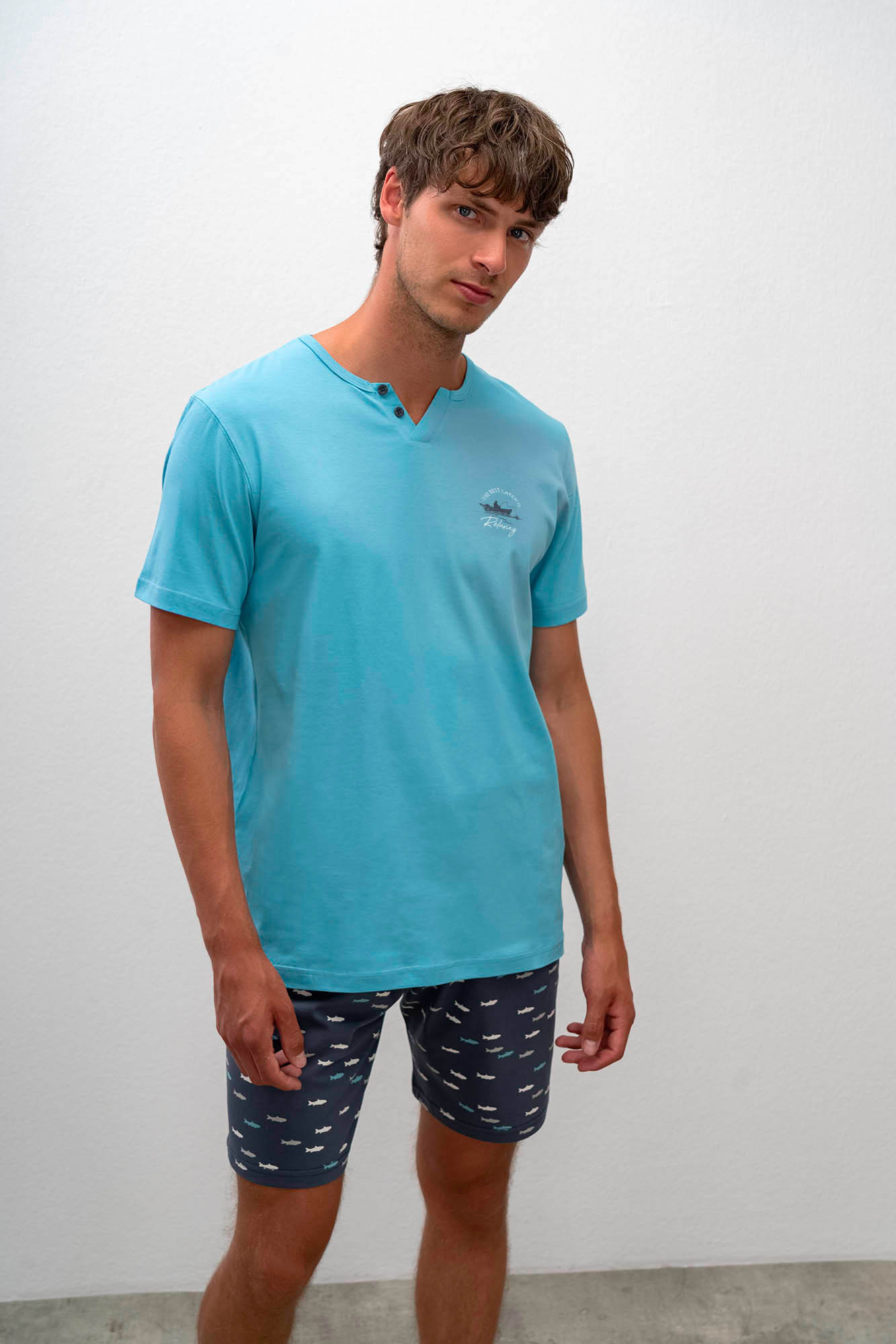 Pánske krátke pyžamo 16641 - Vamp M modrá