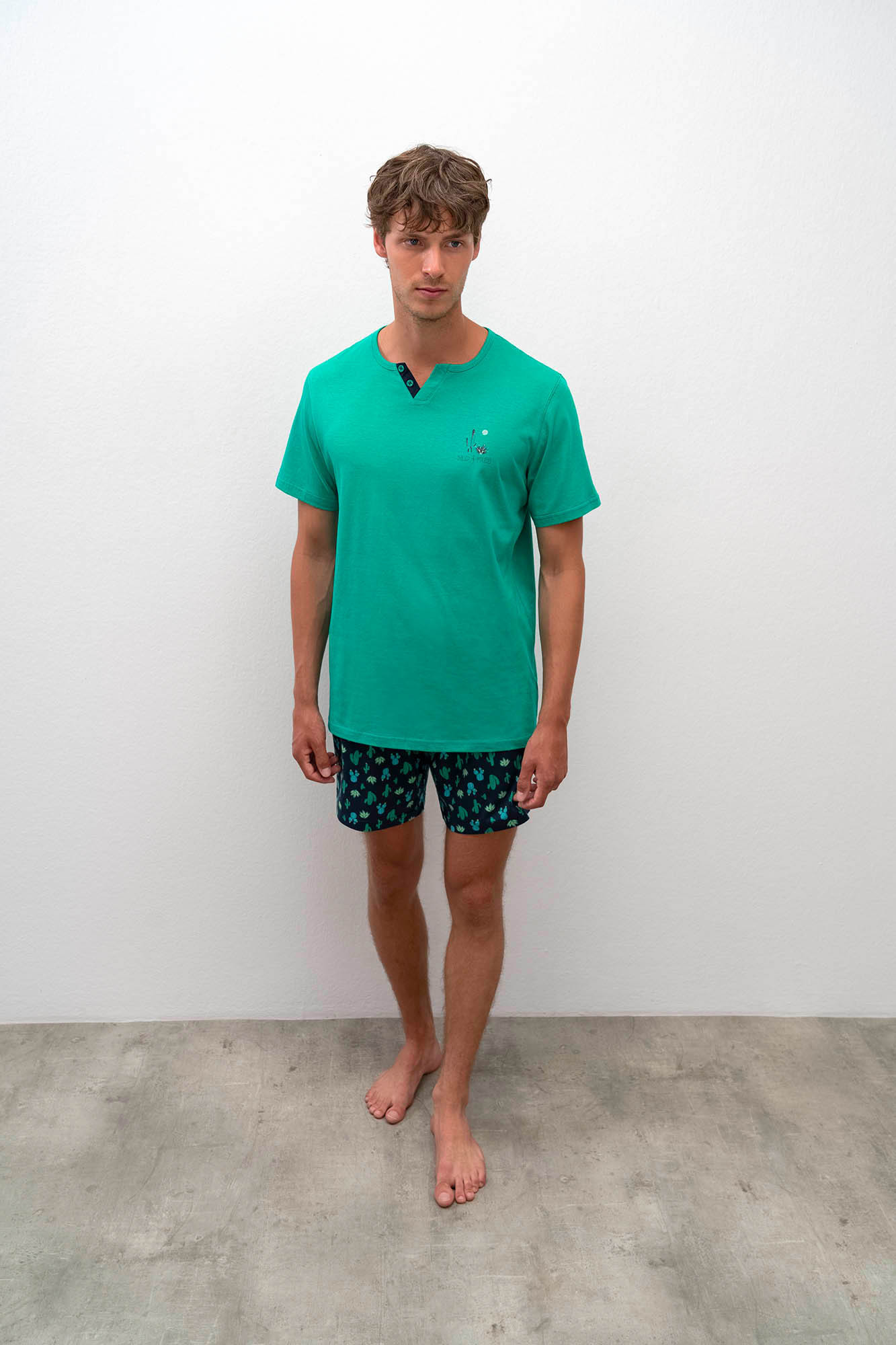Pánske krátke pyžamo 16660 - Vamp M zelenomodrá