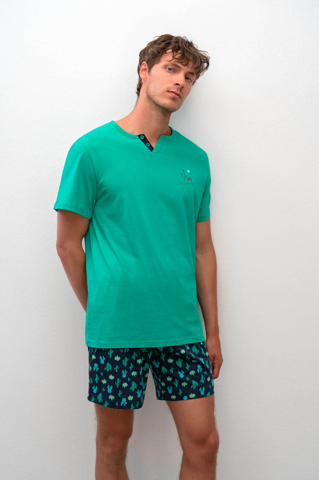 Pánské krátké pyžamo model 17188754 M zelenomodrá - Vamp