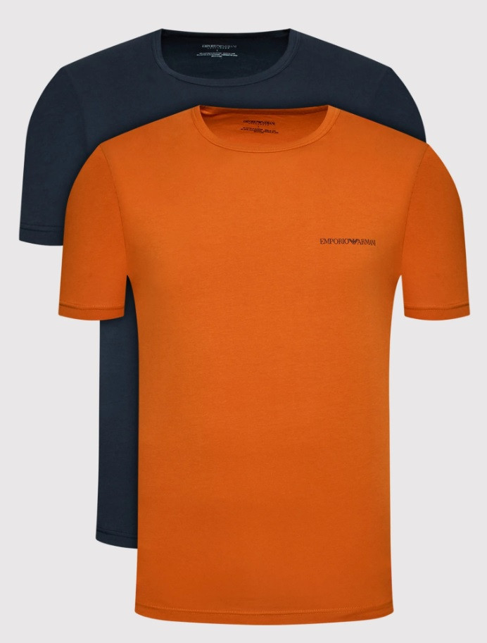 Pánske tričko - 111267 2R717 03563 - oranžová/tm.modrá - Emporio Armani M oranžová - modrá