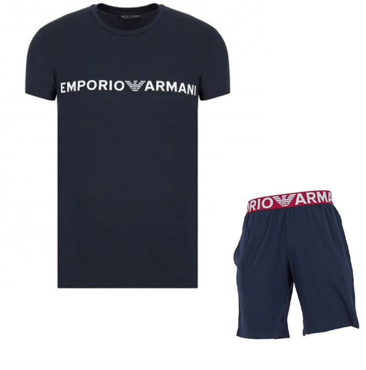 Pánske pyžamo krátke - 111573 2R516 00135 - tm.modré - Emporio Armani XL tm.modrá