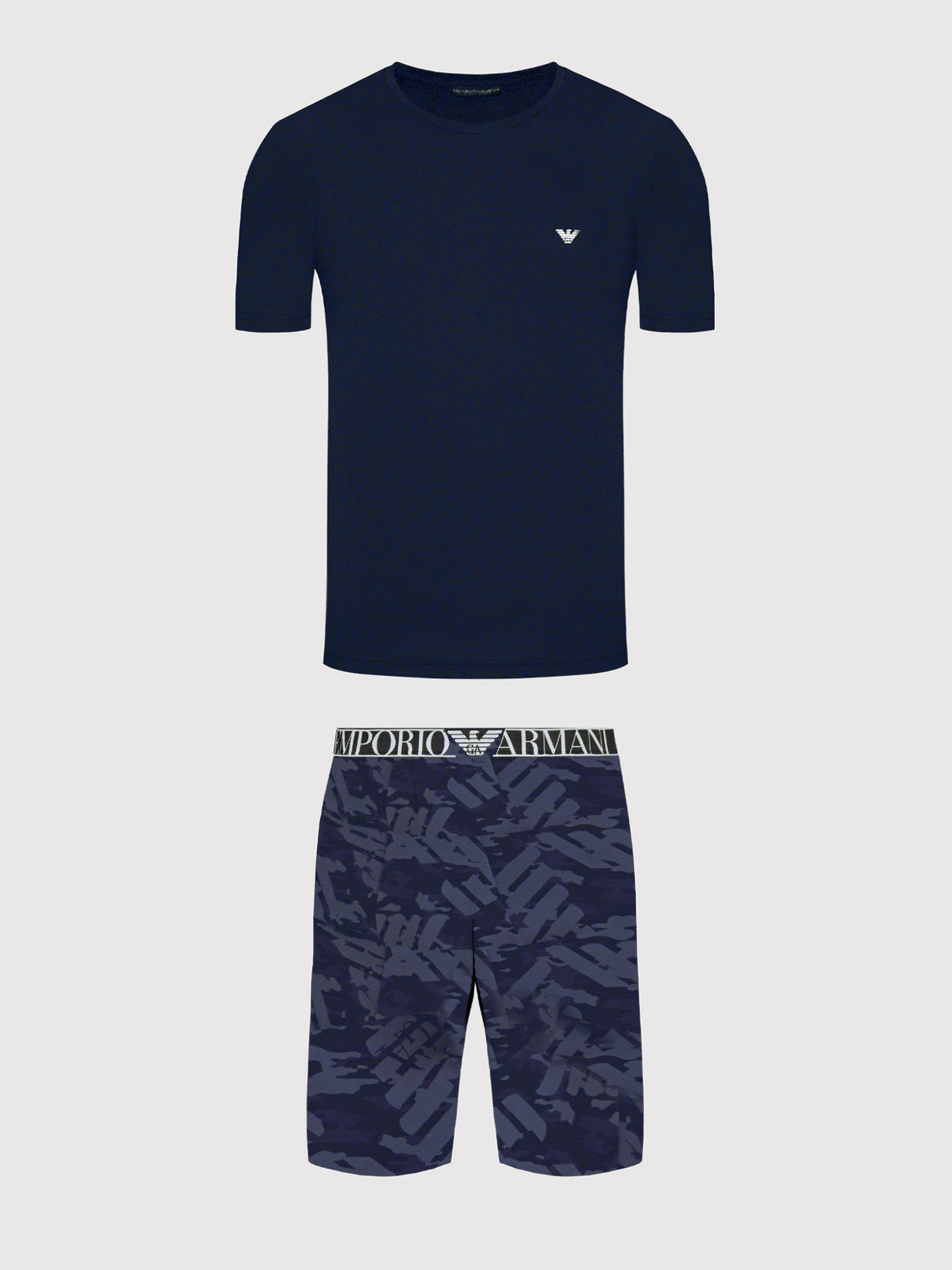 Pánske pyžamo krátke - 111573 2R509 96035 - tm.modrá - Emporio Armani M tm.modrá