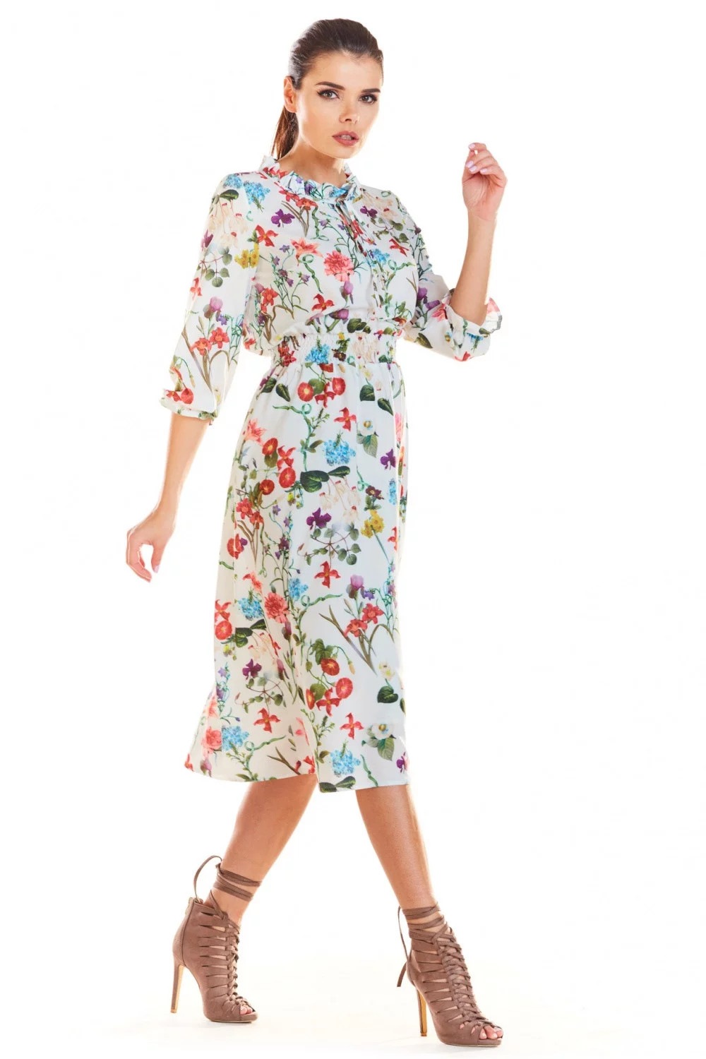 Denní šaty model M201 květovaný vzor Infinite You květy 42/XL (obrázek 7)