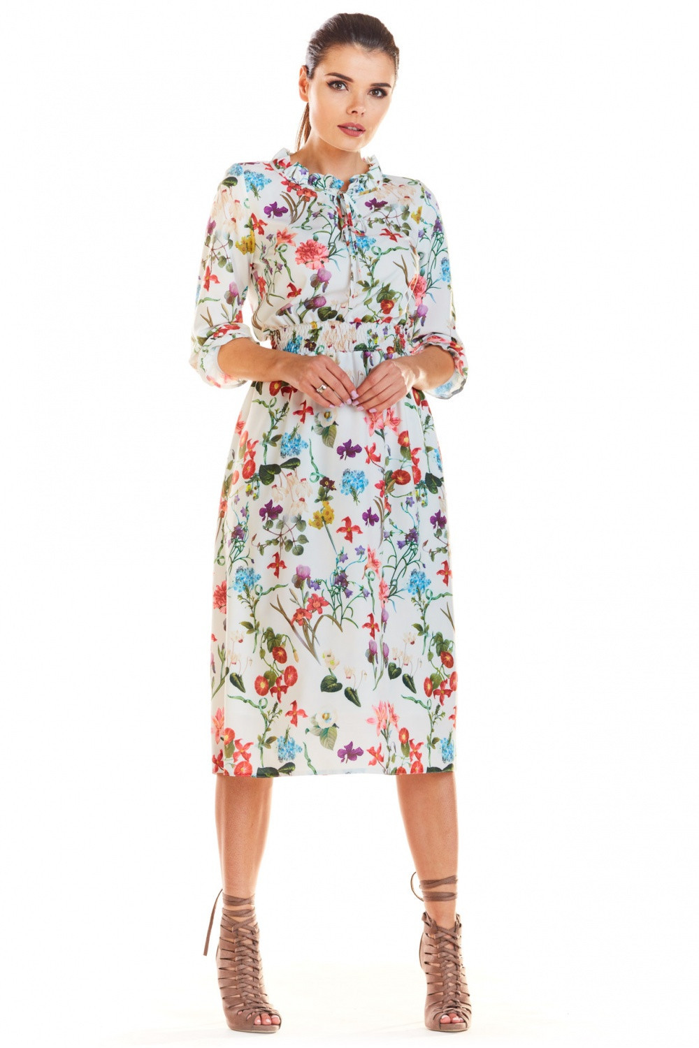 Denní šaty model M201 květovaný vzor Infinite You květy 42/XL