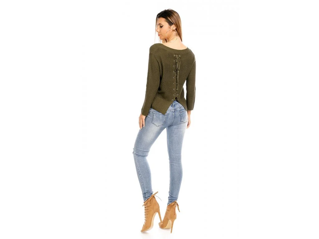 Pletený svetr - 130117110 - Gemini one size khaki (obrázek 4)