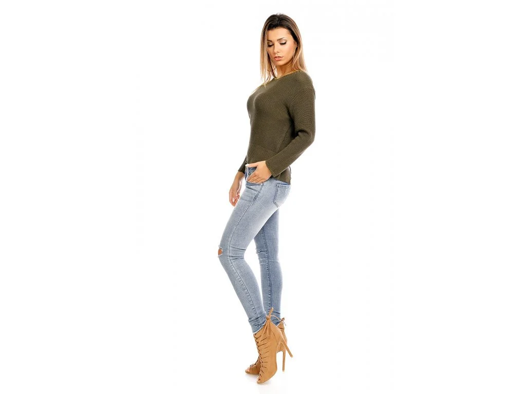 Pletený svetr - 130117110 - Gemini one size khaki (obrázek 5)