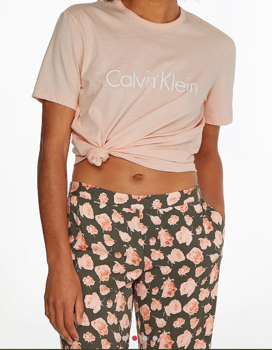 Dámské pyžamové tričko - QS6105E FAL - meruňková - Calvin Klein M meruňková