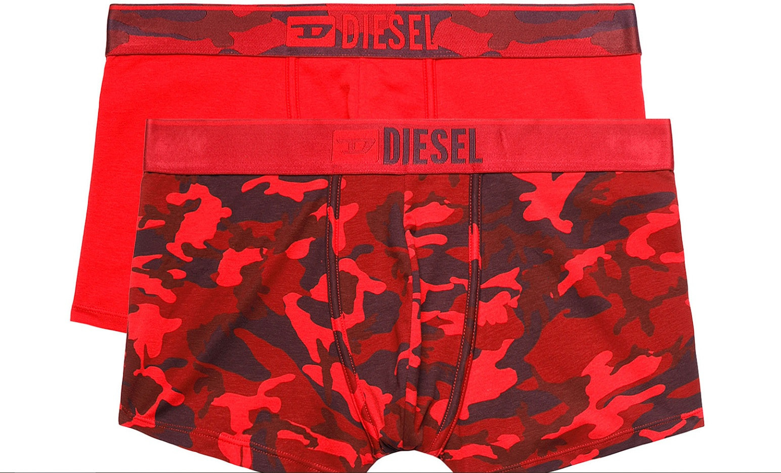 Pánské boxerky 2ks - 00SMKX 0WCAS E5860 - červená - Diesel M červená - černá