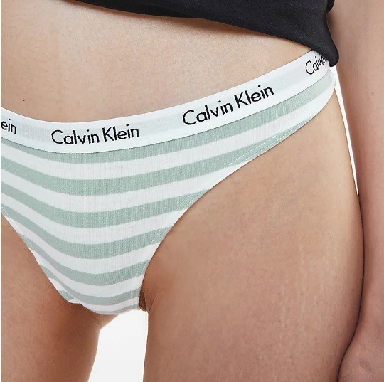 Dámská tanga D1617E 5XD bílá/zelená - Calvin Klein Velikost: M, Barvy: bílo-zelená