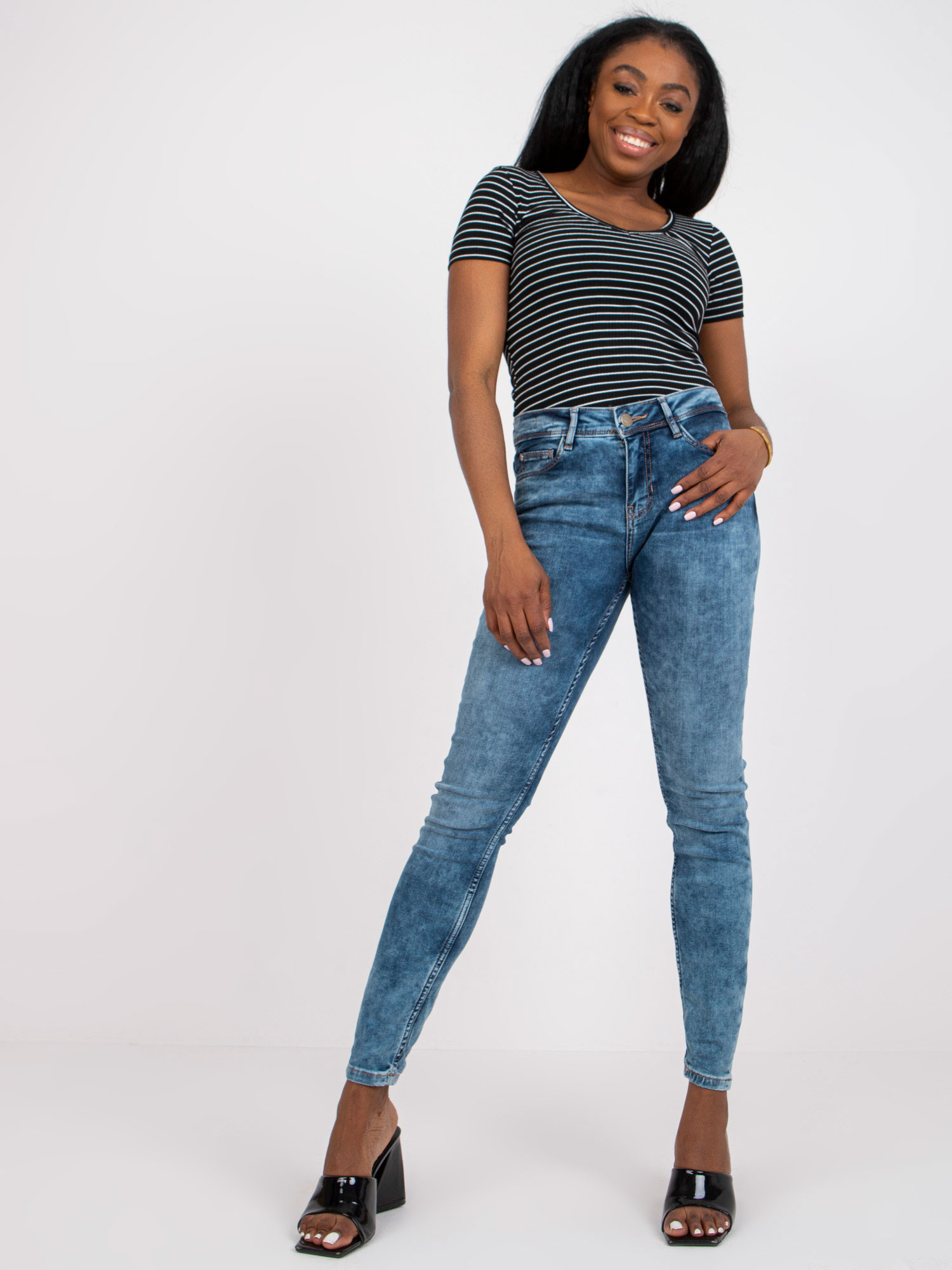 Dámské džíny kalhoty D85035C62220 - SUBLEVEL jeans-sv.modrá L