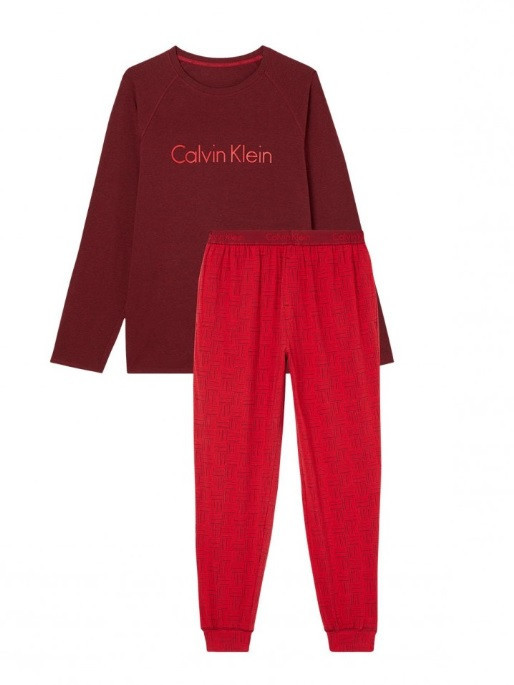 Pánský pyžamový set NM1592E 6NJ bordo/červená - Calvin Klein bordó/červená M