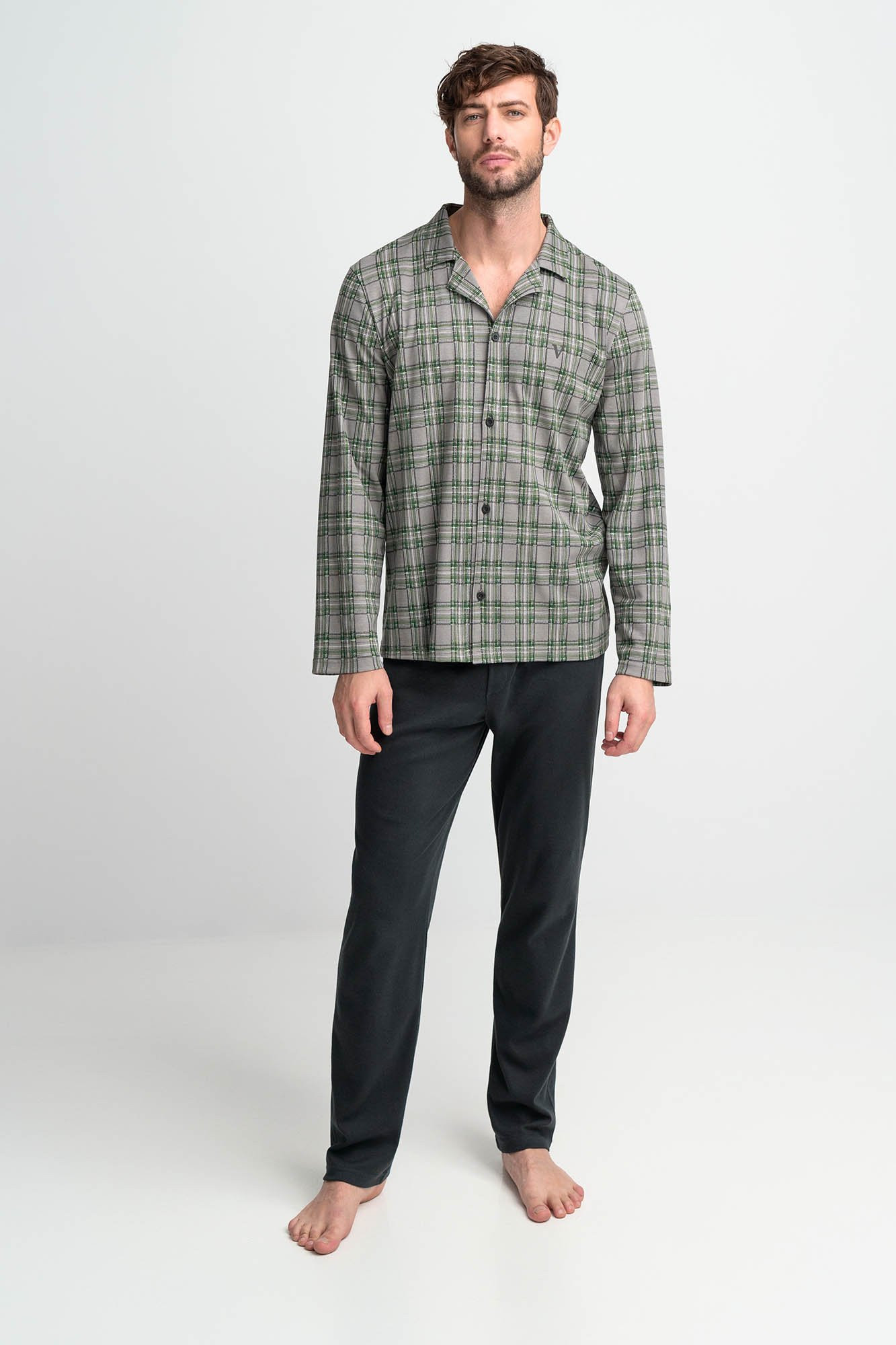 Pohodlné dvoudílné pánské pyžamo model 18257712 - Vamp Velikost: XXL, Barvy: šedá