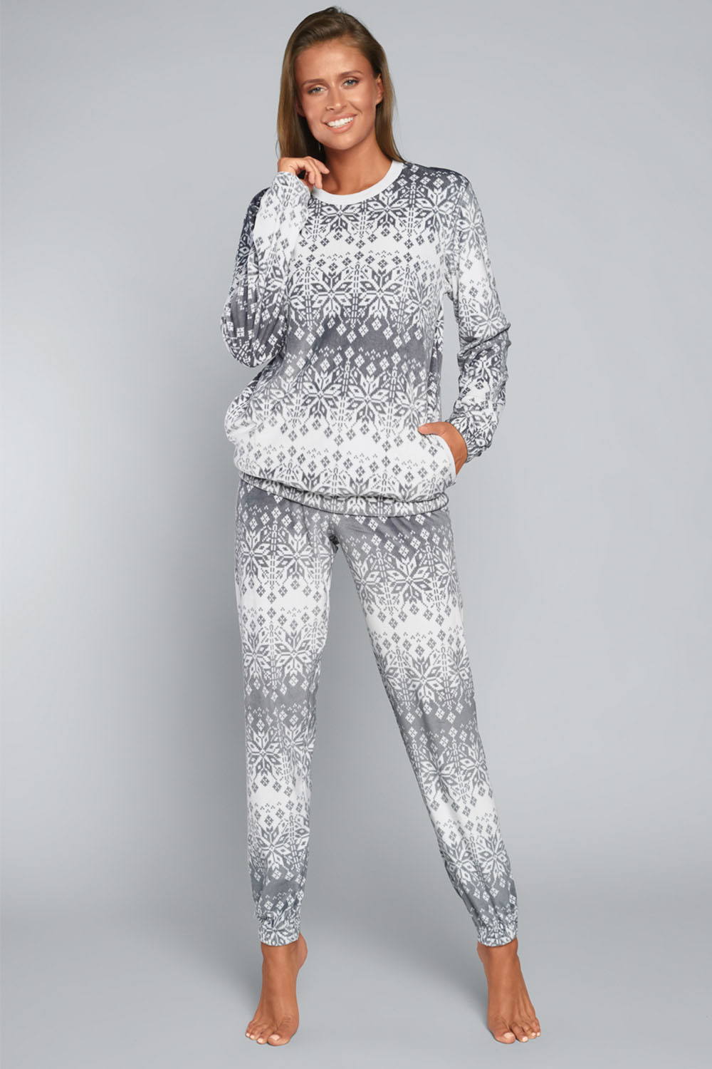 Dámské pyžamo Snow Šedo-bílá - Italian Fashion bílá s šedou S