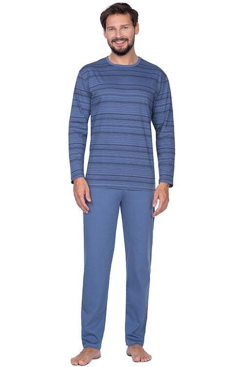 Pánské pyžamo Matyáš 426 modrá - Regina Velikost: L, Barvy: modrá-proužek