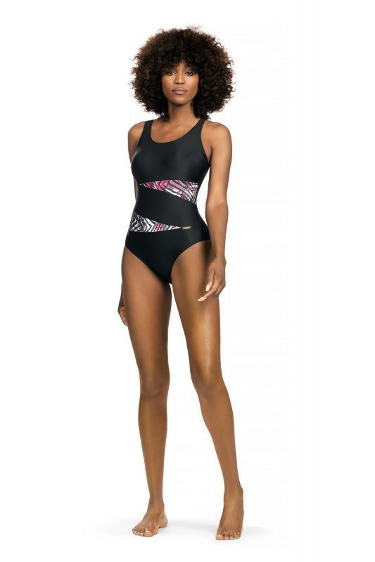 Dámské jednodílné plavky S36W19F Fashion sport černá-růžová - Self 2XL