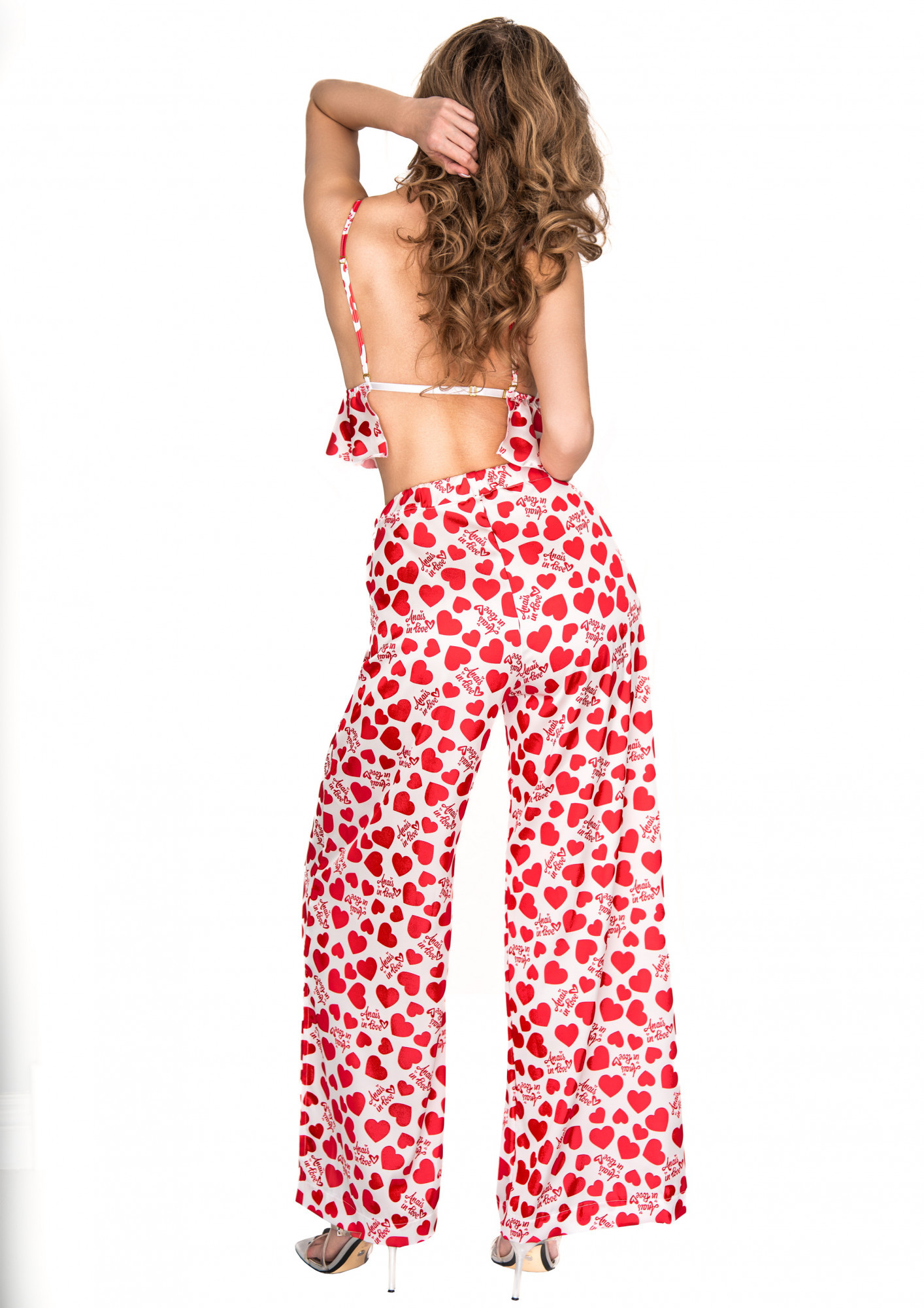 Krásný komplet Inezza Bra + Pants - Anais bílá/červená L/XL