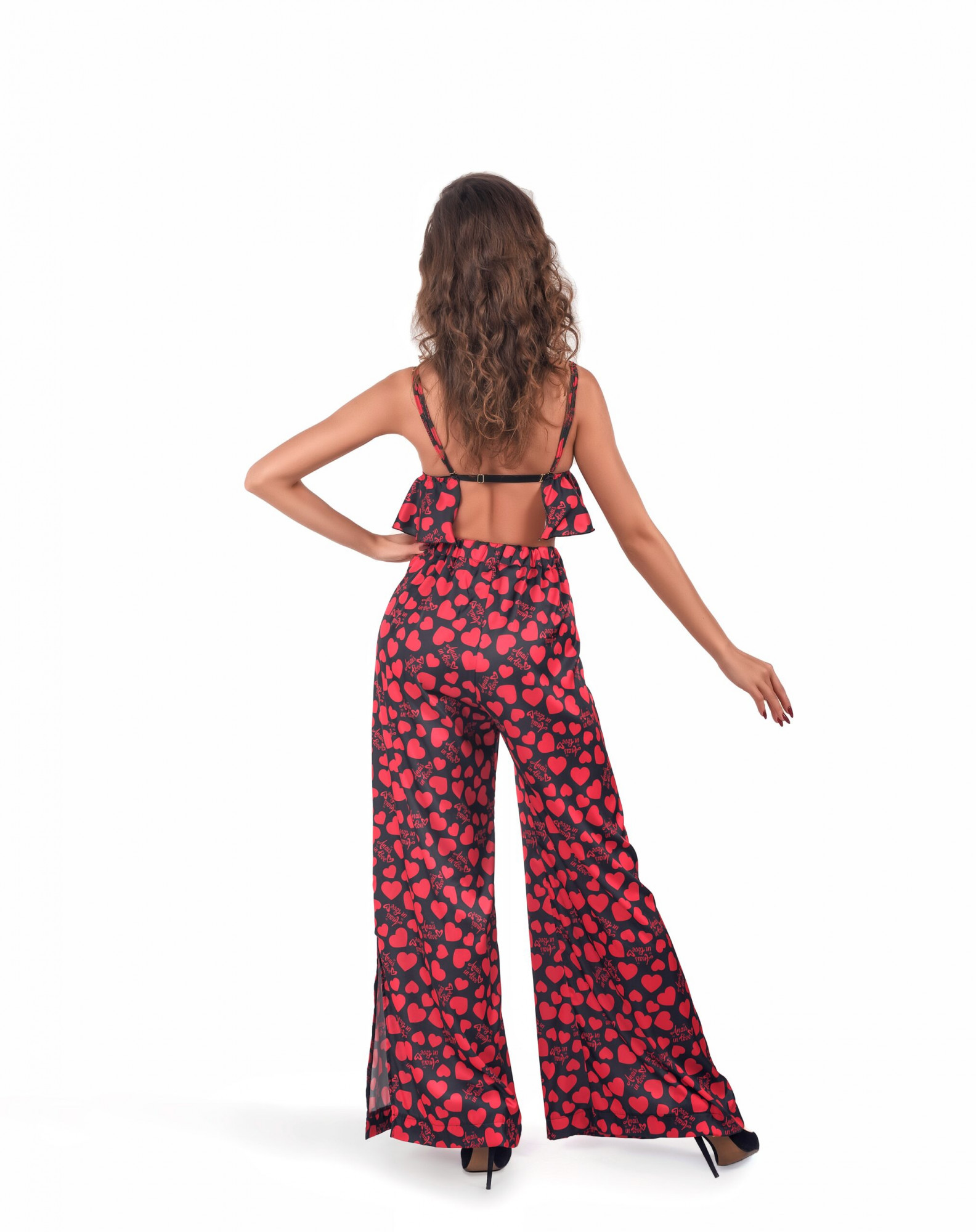Krásný komplet Morgan Bra + Pants - Anais černá/červená L/XL