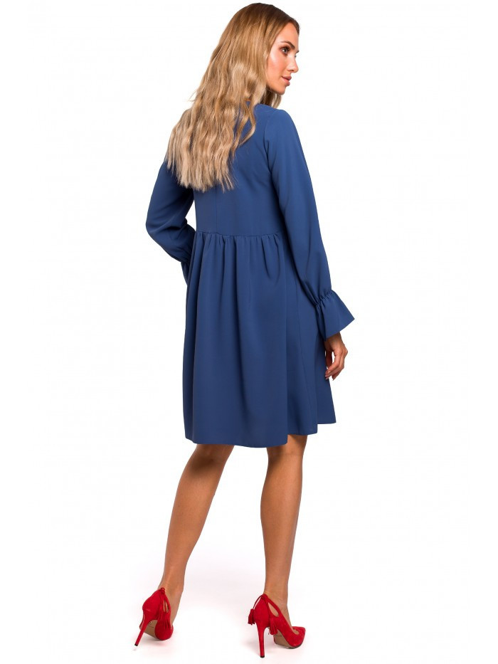 Dámské šaty s rukávy modré model 18242076 - Moe Velikost: L-40, Barvy: Modrá