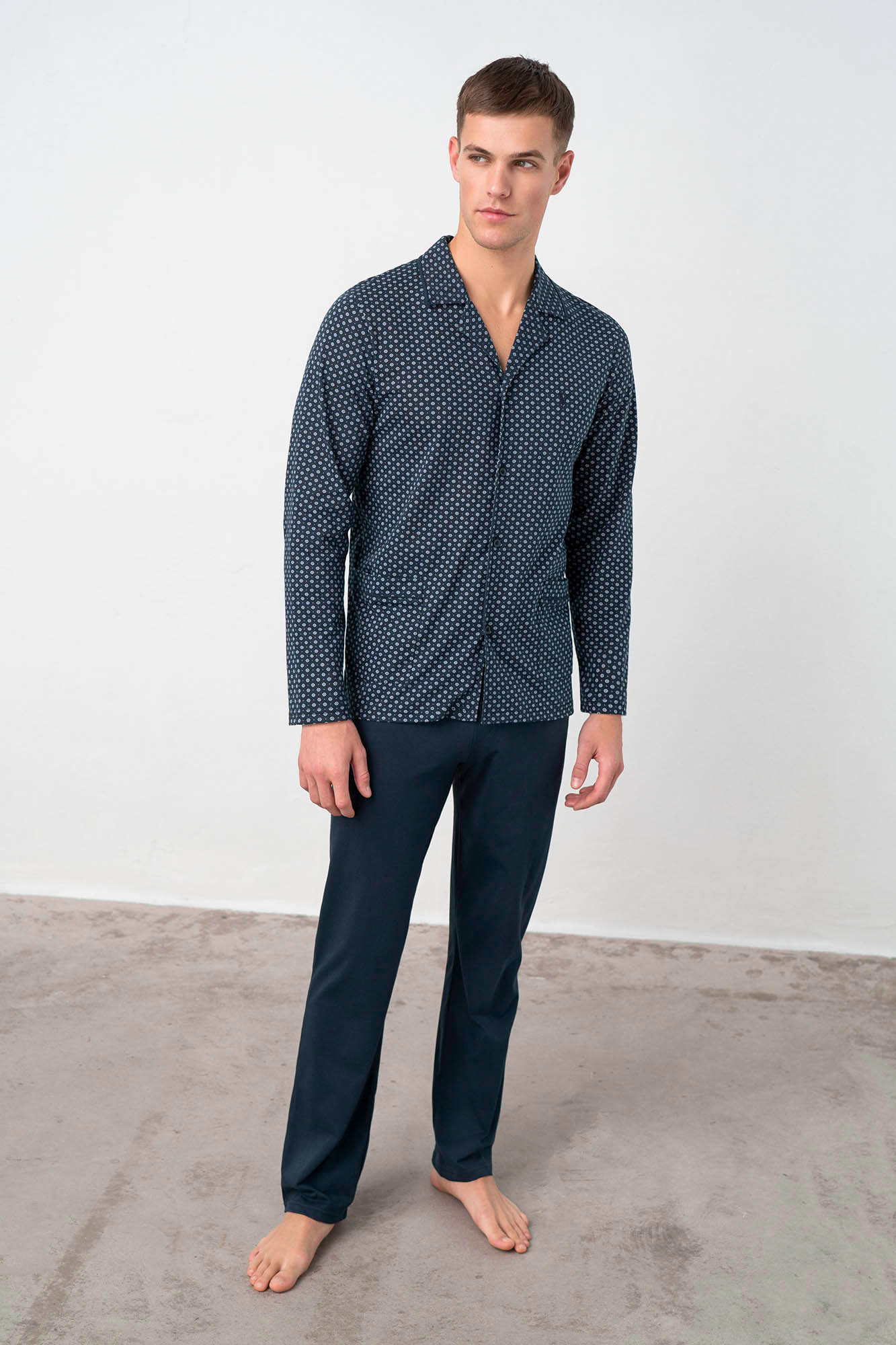 Elegantní pánské pyžamo tmavě modrá vzor XL model 18257757 - Vamp