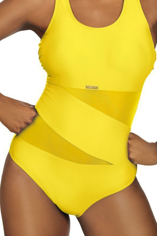 Dámské jednodílné plavky S36-21 Fashion sport žlutá - Self 2XL