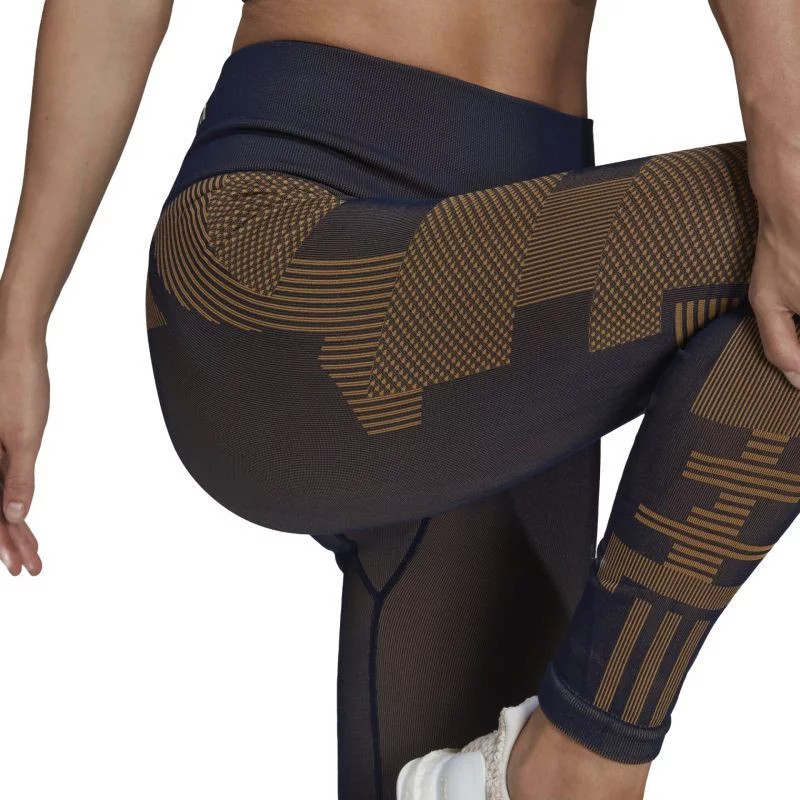 Dámské legíny HB1436 Karlie Kloss tmavě modrá-hnědá - Adidas tm.modrá-béžová L (obrázek 3)