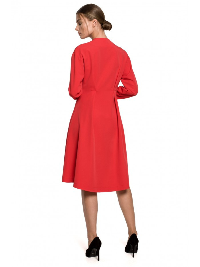 Asymetrické vypasované šaty model 18335933 červené - STYLOVE Velikost: L, Barvy: červená