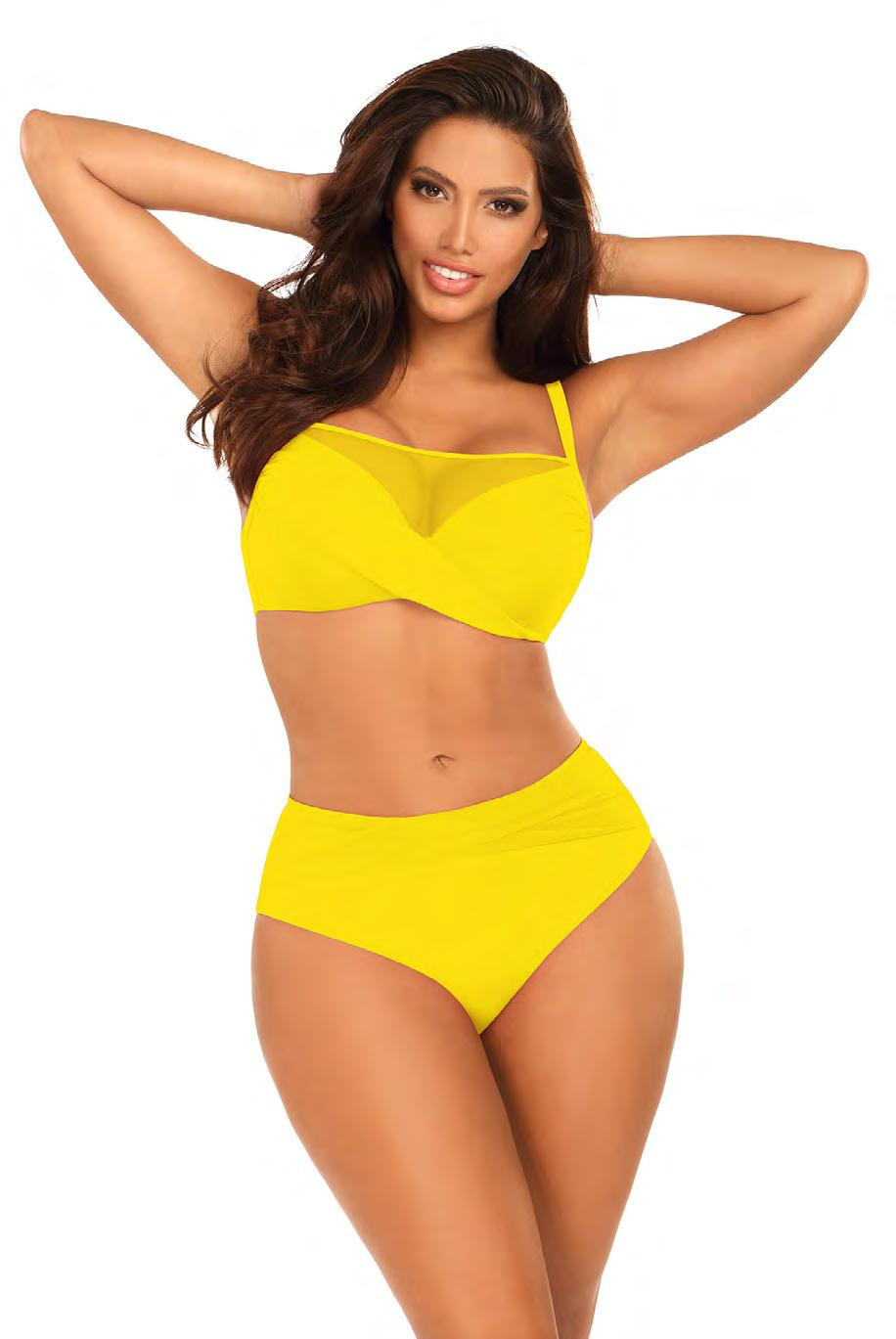 Dámské dvoudílné plavky Fashion 32 S1002N3-21 žluté - Self 42C