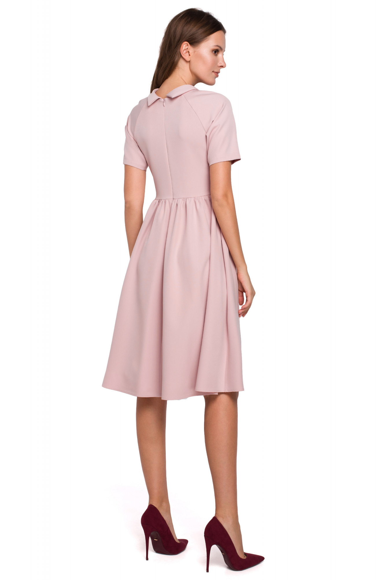 Dámské šaty K028 pudr růžová - Makover pudrovo-růžová M