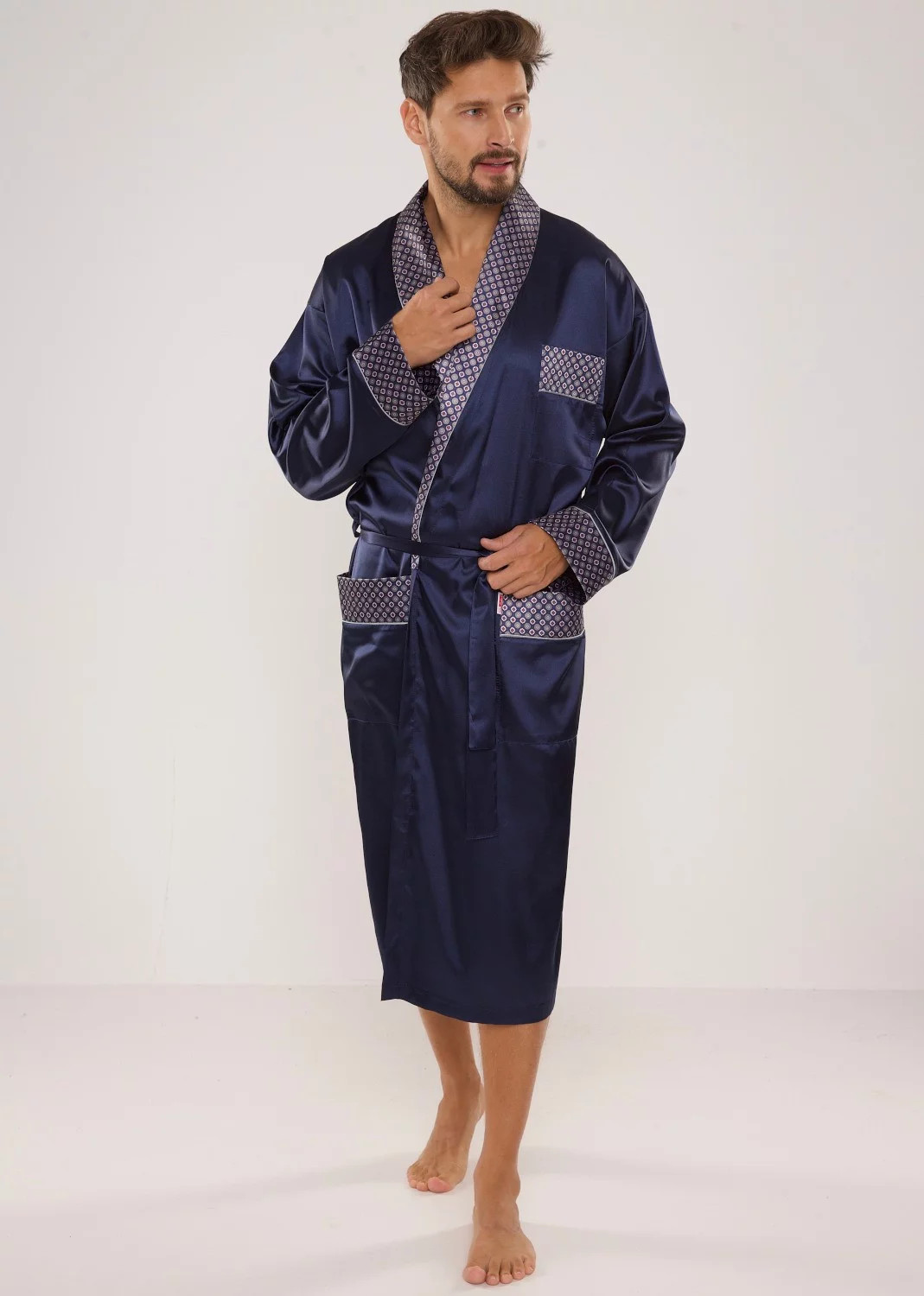 Pánsky župan Adam Satyna 940 Dark blue - De Lafense 3XL tmavě modrá