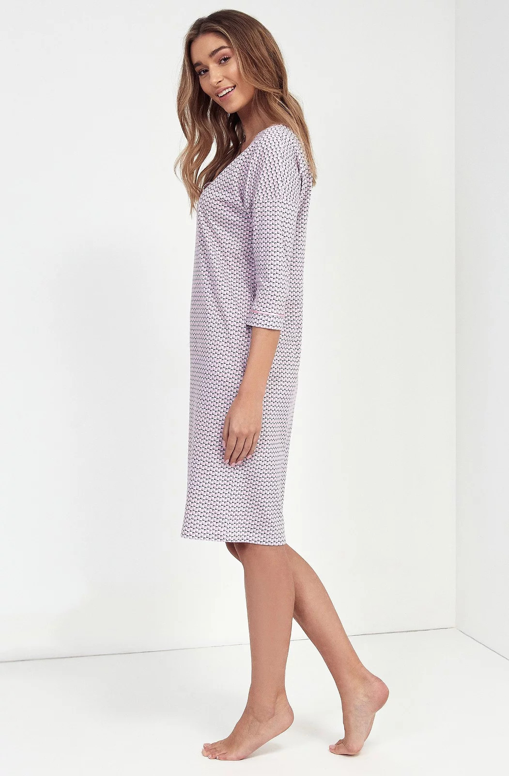 Dámská noční košile 102 3/4 S-XL - Cana růžová-vzor S (obrázek 5)