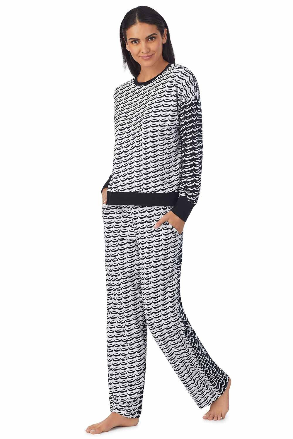 Dámské pyžamo YI2822685F černo bílý vzor - DKNY XS