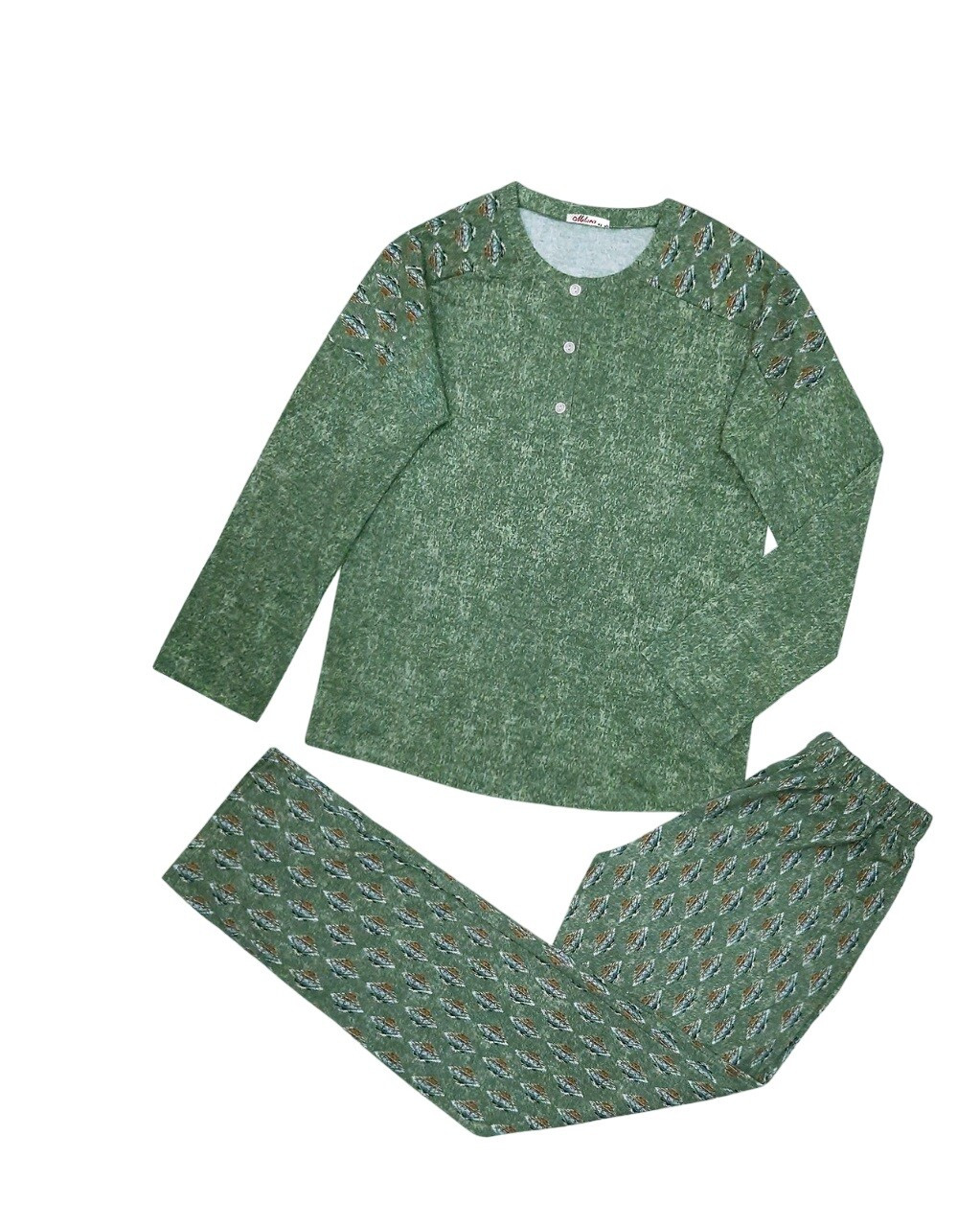 Dámské pyžamo 104/085 zelené se vzorem - Karol 3XL