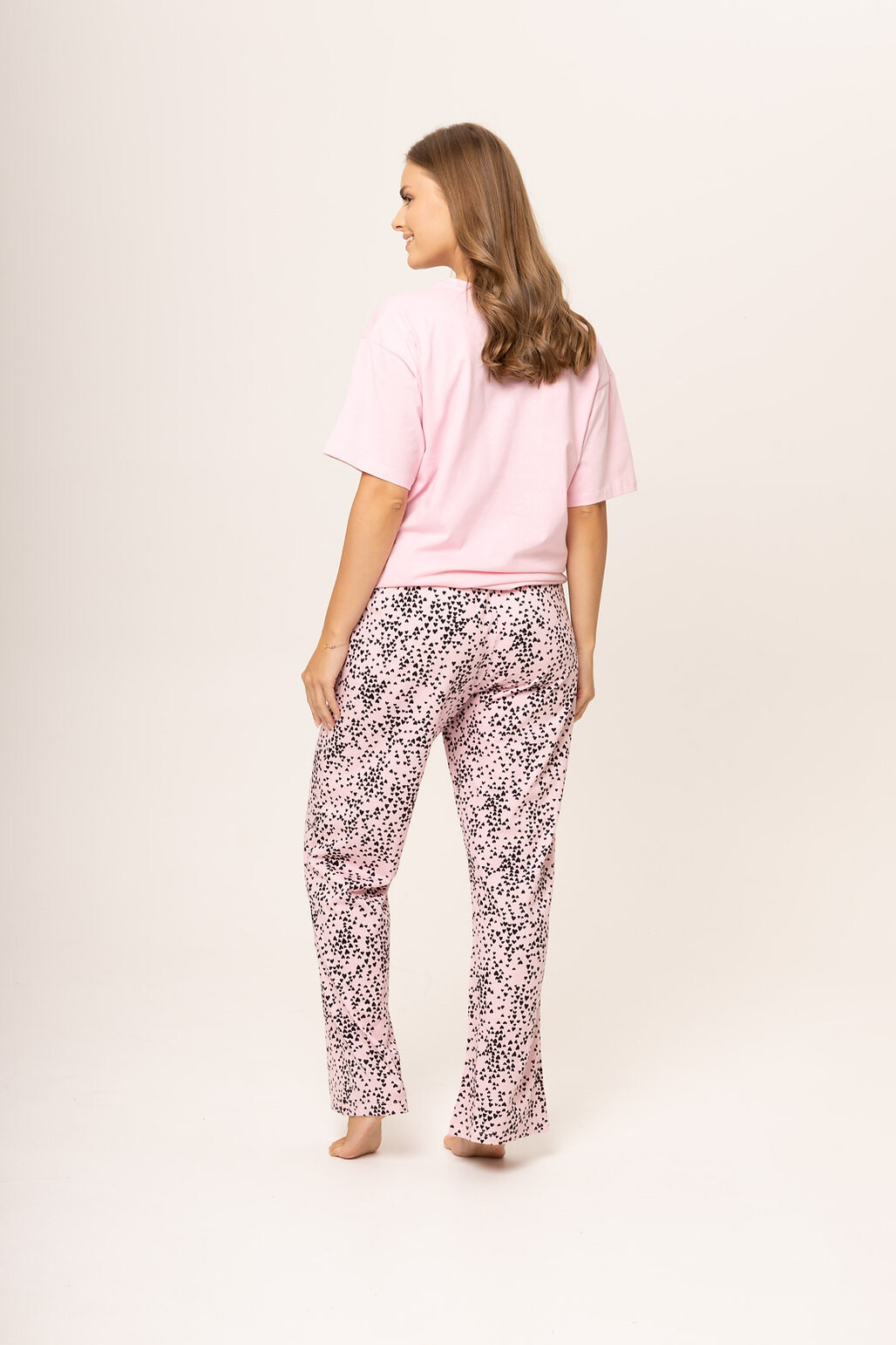 Dámské pyžamo 160/057 růžová vzor srdíčka - Karol 3XL