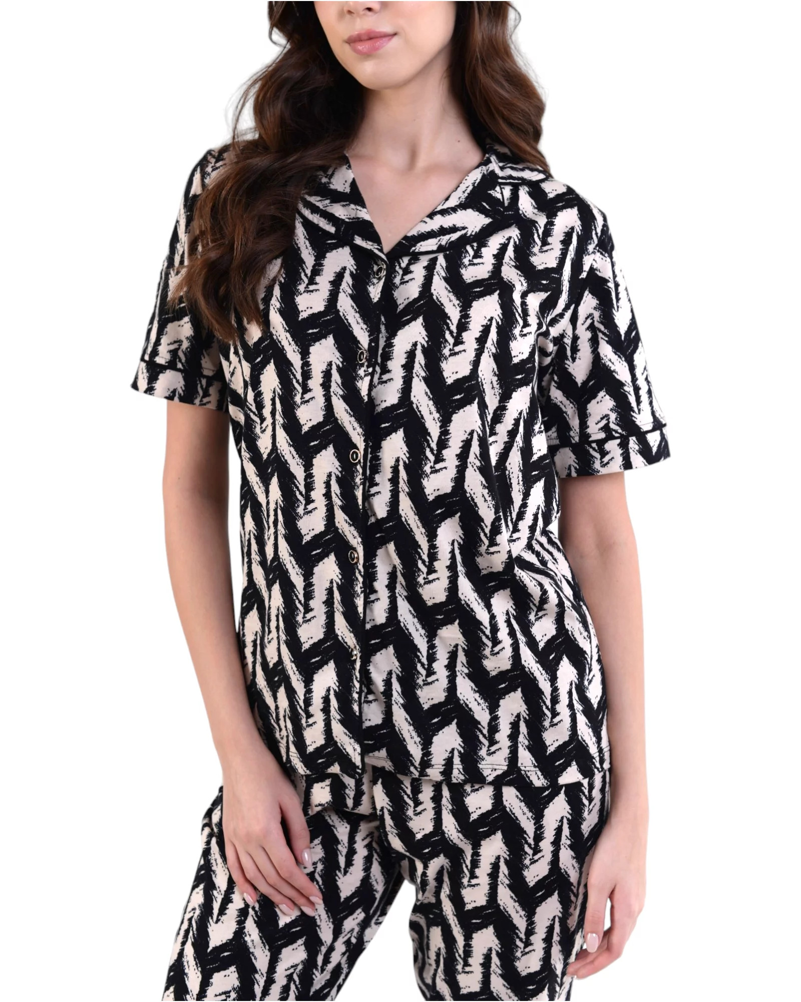 Dámské pyžamo 180/155 černobéžové - Karol 2XL (obrázek 6)