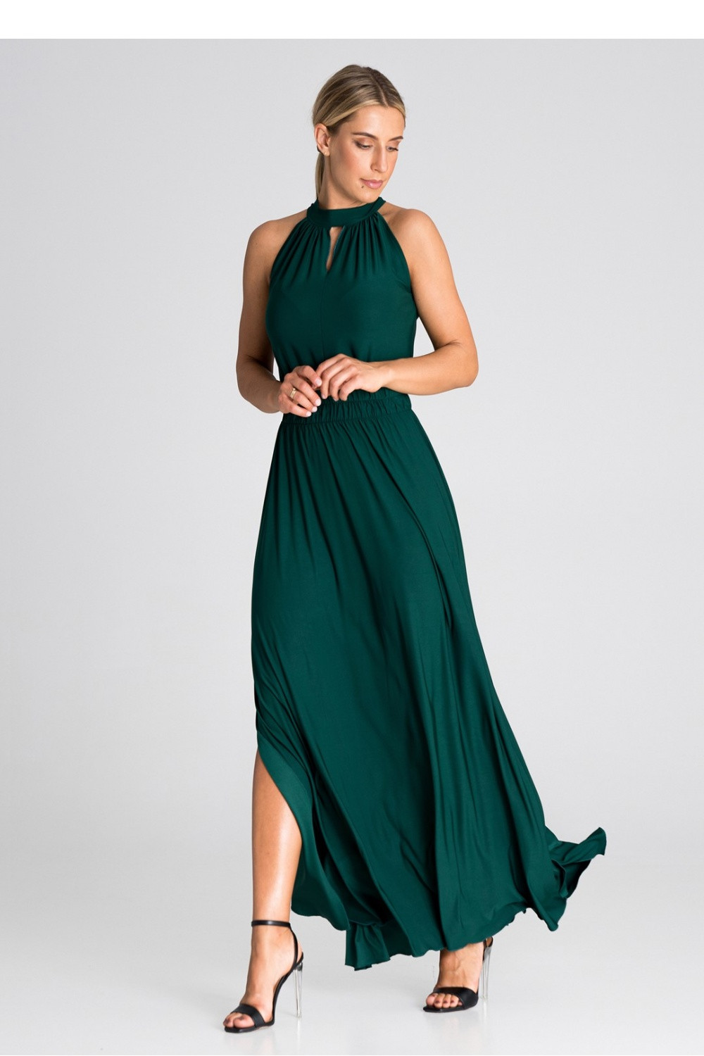 Levně Dámské společenské šaty M945 zelené - Figl M