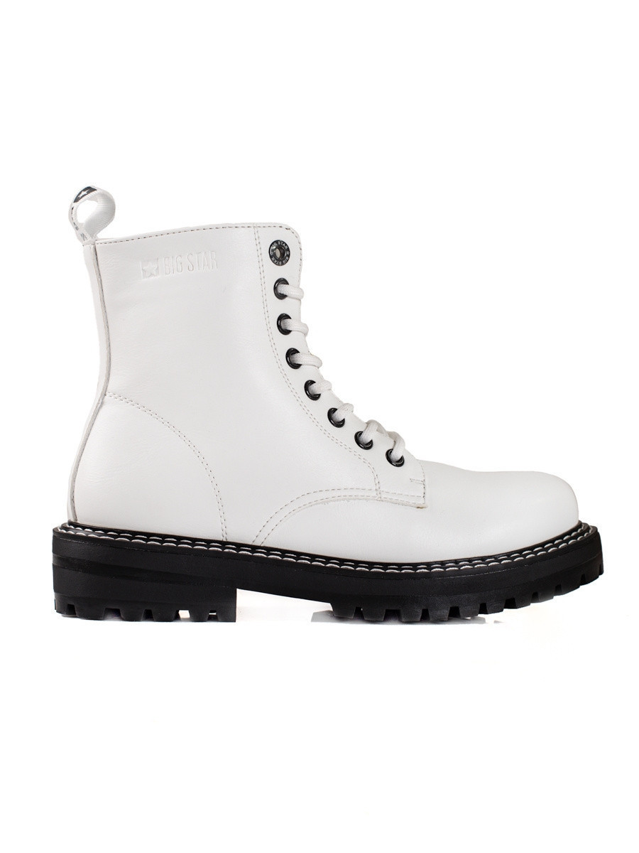 Dámské kotníčkové boty na plochém podpatku KK274539 Bílá s černou - BIG STAR bílá-černá 36