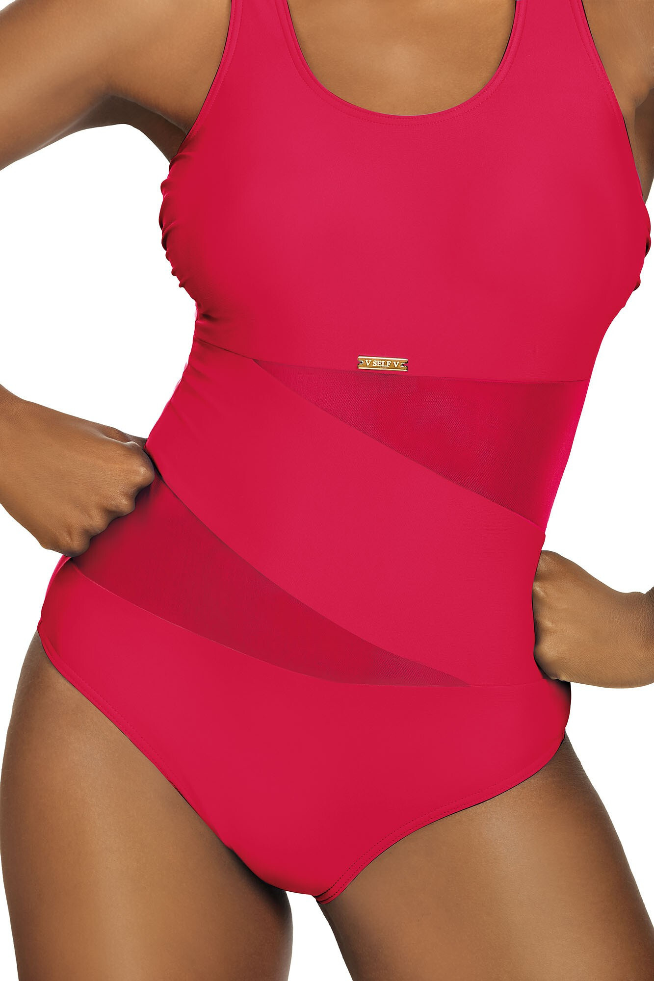 Dámské jednodílné plavky S36W-2d Fashion sport tm. růžové - Self S
