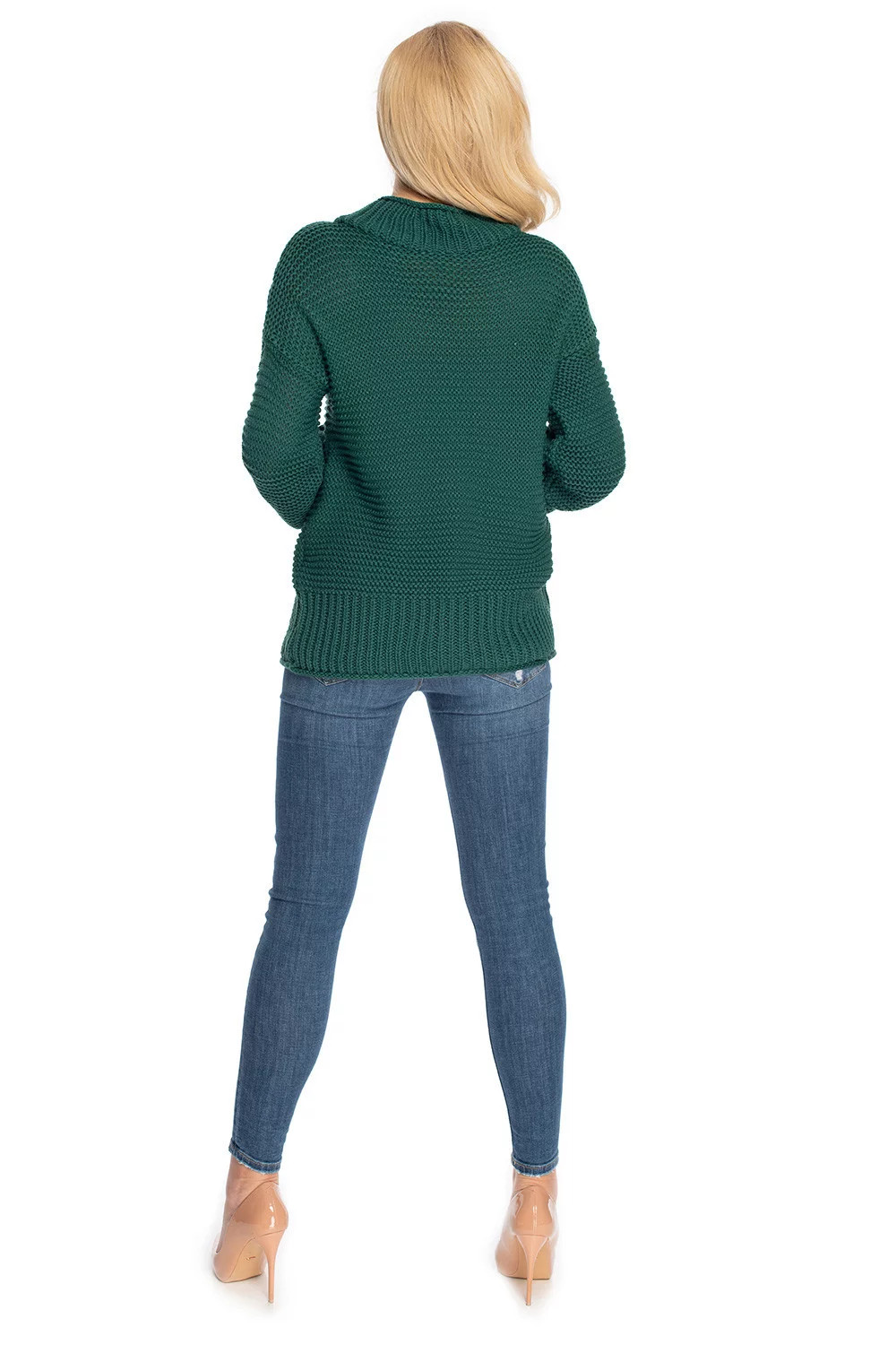 Dámský svetr model 146936 Tmavě zelená - PeeKaBoo UNI tmavě zelená (obrázek 3)
