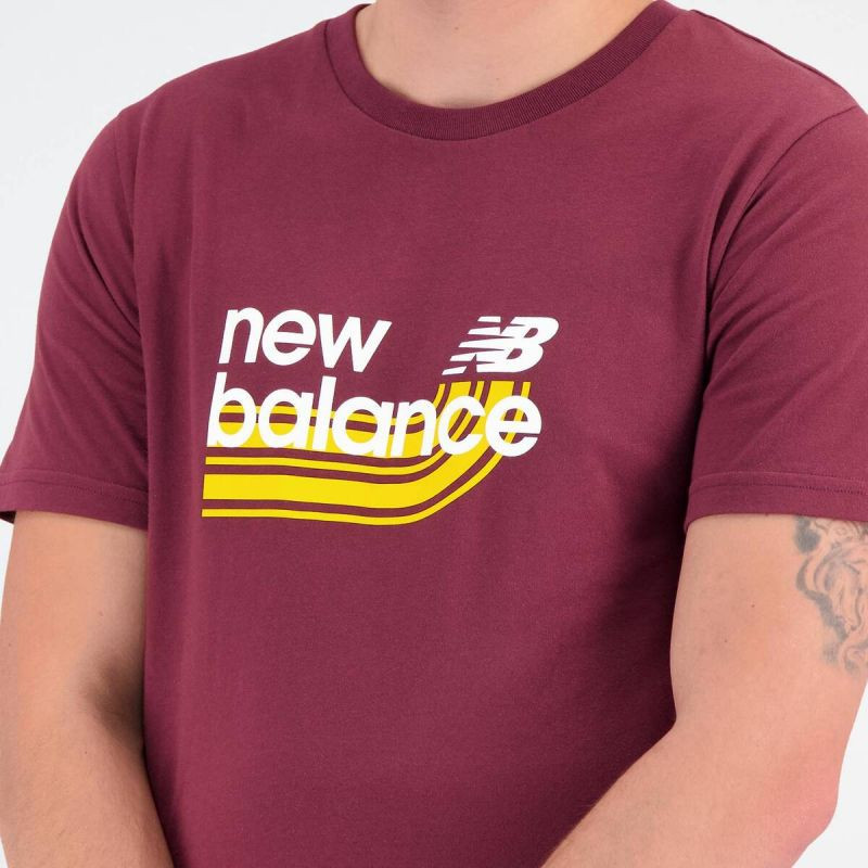 Pánské tričko BG MT31908 Kaštanová s potiskem - New Balance kaštanová L