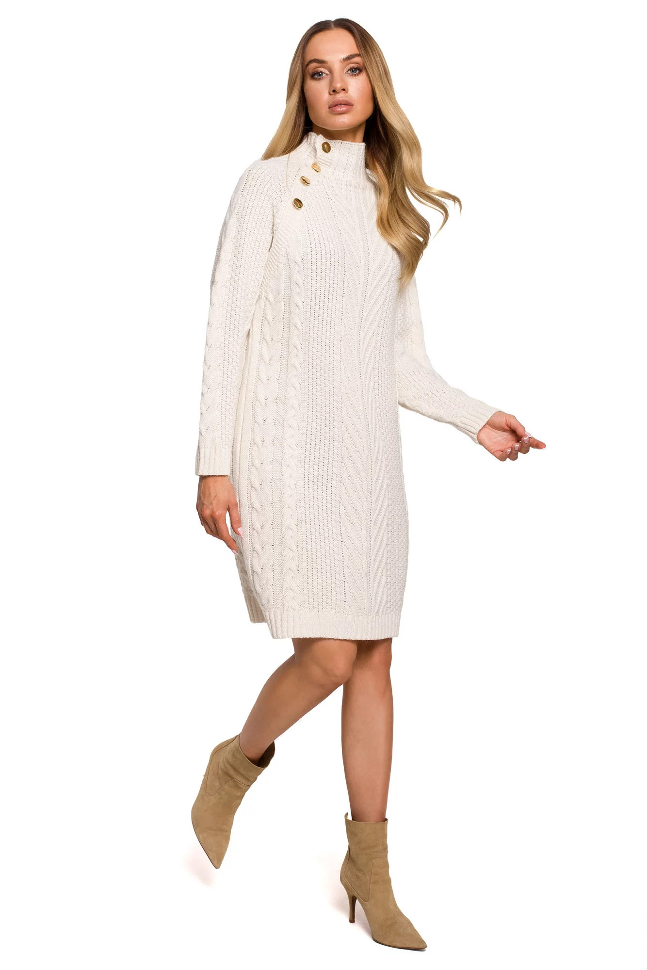 Dámské svetrové šaty M635 béžové - Made Of Emotion L/XL (obrázek 7)