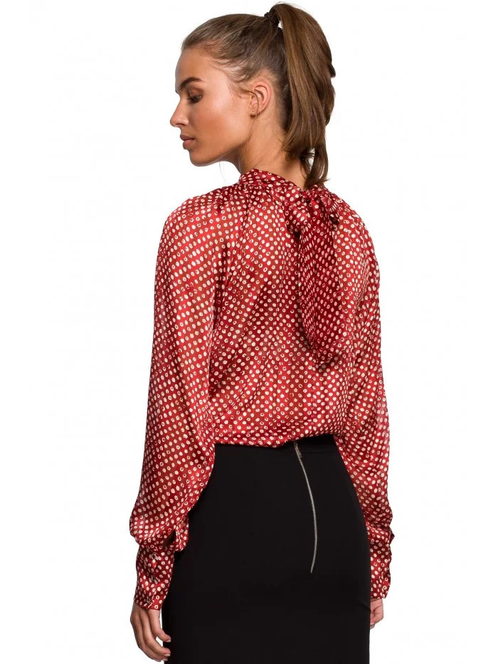 Šifonová halenka S235 model 2 Červená - Stylove červeno-bílá L (obrázek 4)