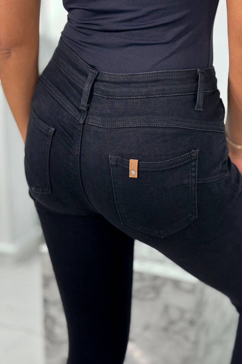 Dámské úzké džíny s kapsami FA8836 černé - Kesi M