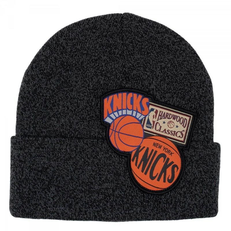 Pánská / junior čepice New York NBA Logo HCFK4341 Tmavě šedá s černou vzor oranžová - Mitchell & Ness tm.šedá-oranžová one size