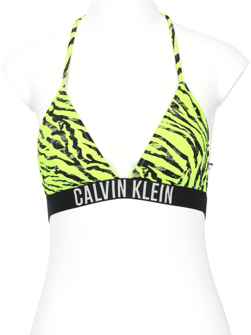 Dámská plavková podprsenka KW0KW02331 OIC neonově žlutá s potiskem - Calvin Klein M