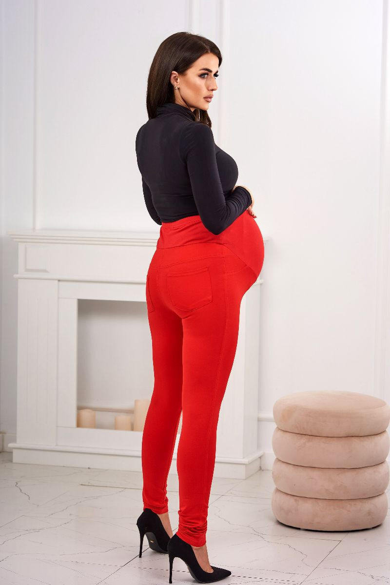 Dámské bavlněné těhotenské kalhoty 19975 červené - Kesi M