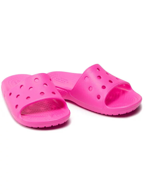 Dětské nazouváky Classic Slide 206396-6QQ Neon růžová - Crocs neonová růžová 28/29 (obrázek 8)