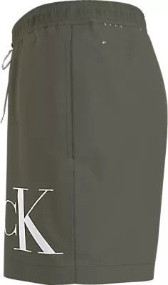 Pánské plavky MEDIUM DRAWSTRING KM0KM01003 LDY olivově zelené - Calvin Klein XL