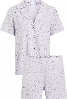 Dámské pyžamo WOVEN SHORT SET 000QS6967E LNU sv. fialové - Calvin Klein M