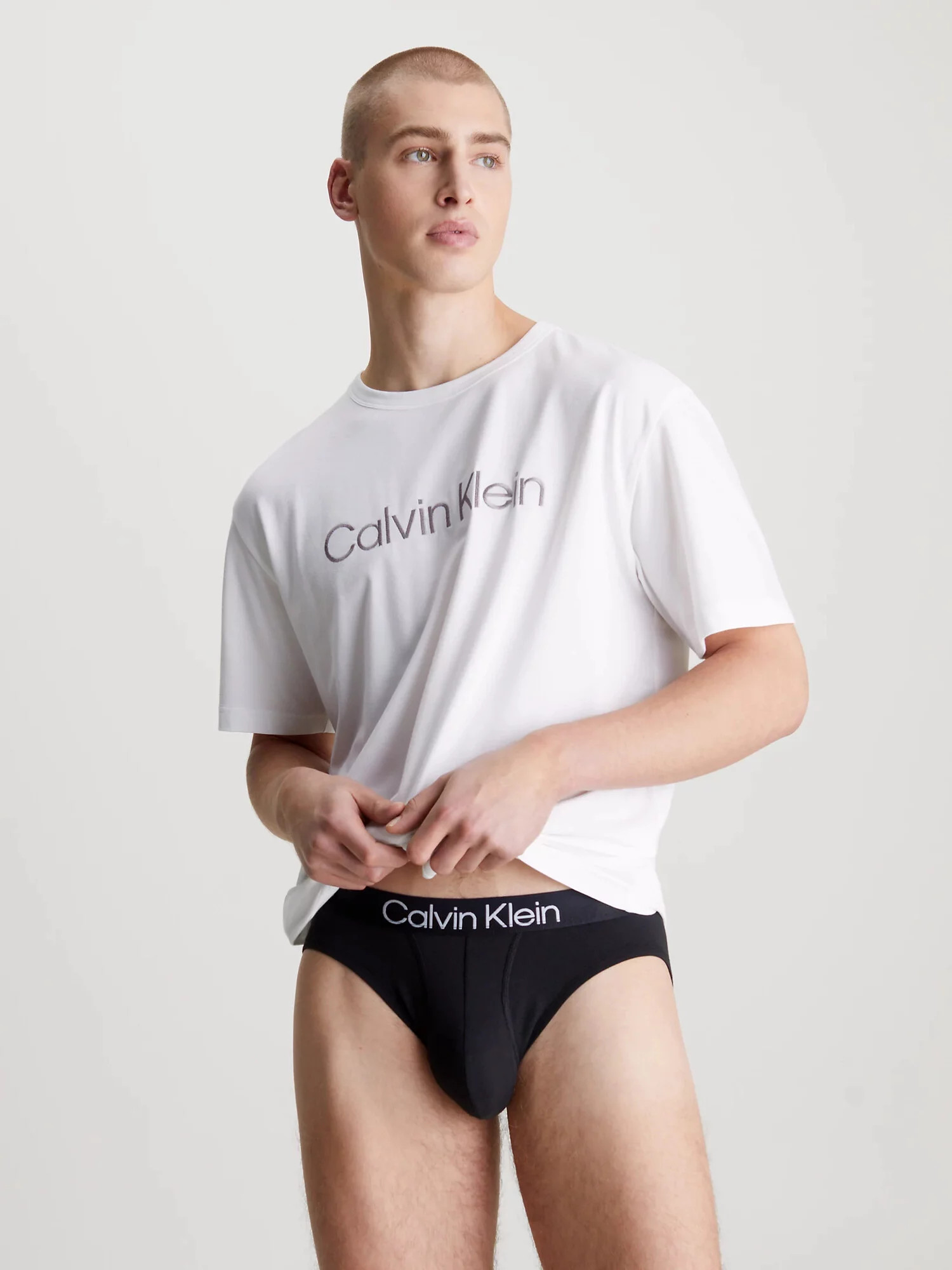 Pánské tričko na spaní S/S CREW NECK 000NM2501E 100 bílé - Calvin Klein M (obrázek 4)